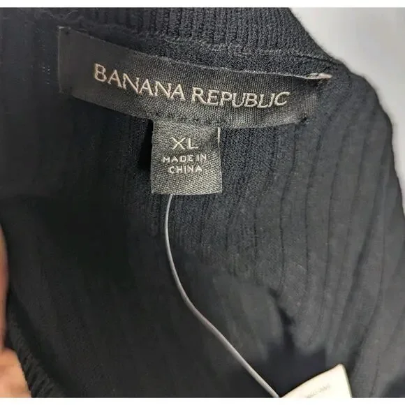 NWT Banana Republic Ribbed Knit Sheath Sweater Dress Black Slit Midi Fall '18 XL - Picture 7 of 12